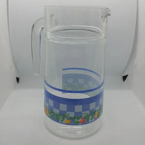 Vintage Arcopal Country  Kitchen Cottage Style Juice Pitcher, Glass